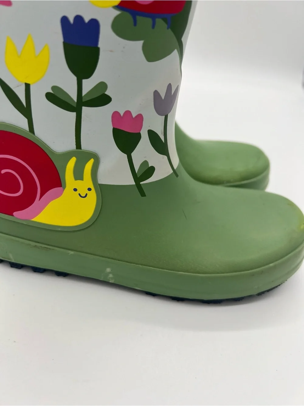 Girl Rain Boots - Cat & Jack Green Garden Snail Sz 12